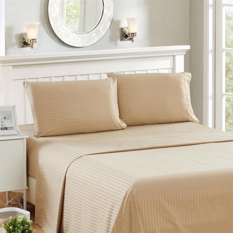 Ensemble de literie en microfibre avec draps-housse et drap-housse Lux Decor Collection, Taie d'oreiller taille double, Taupe