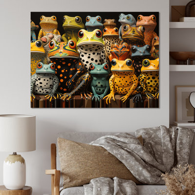«Multicolor Pop Art Frogs I», reproduction d'art sur toile