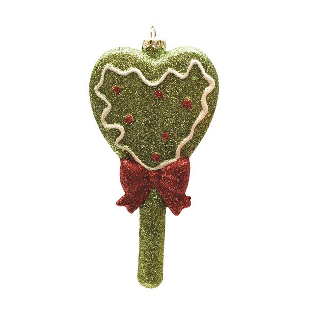 5.75" Glittered Green and Red Shatterproof Christmas Heart Lollipop Ornament Northlight Seasonal