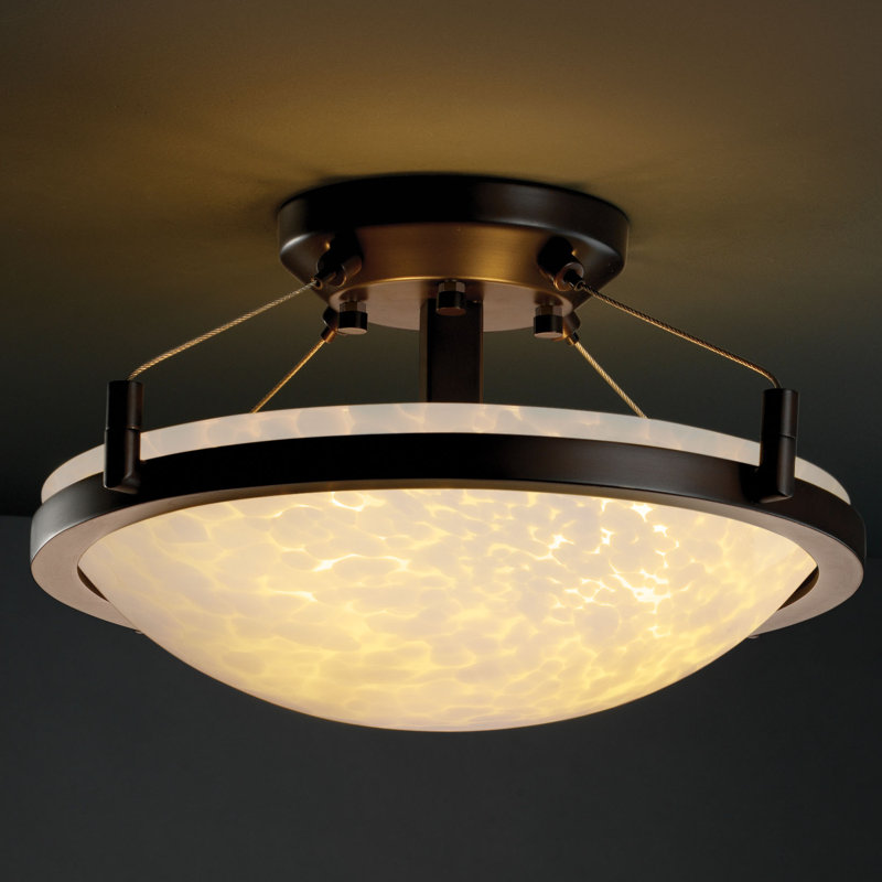 Aleyla Artisan Glass Semi Flush Mount, Dark Bronze, Mercury