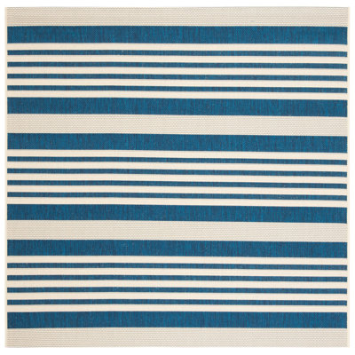 Arneshia Indoor/Outdoor Navy/Beige Striped Rug