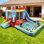 Château gonflable avec château gonflable avec soufflerie, parc aquatique extérieur / intérieur pour la cour avec 2 glissades, mur d'escalade, fosse à balles et aire de saut
