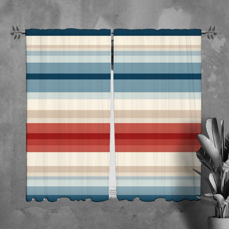 Horizontal Window Curtains Pattern Blue Drapes, L 40 po x L 82 po