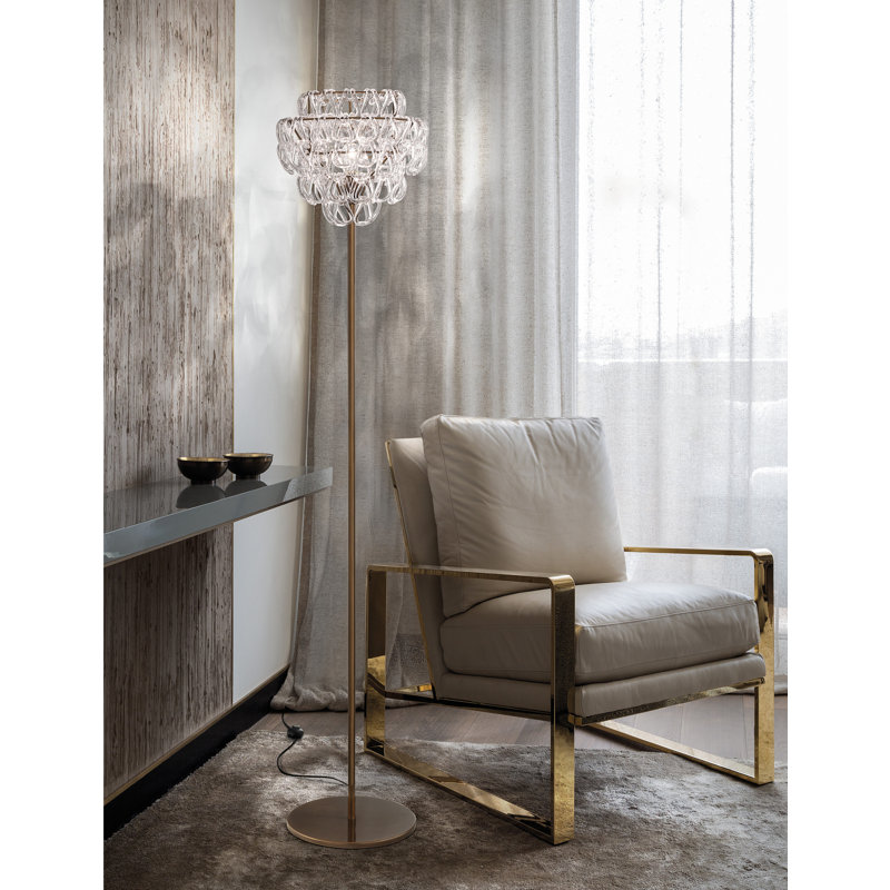 Giogali Floor Lamp Crystal Amber Matt Bronze 1 E26 Ul 1, Glossy Chrome, Crystal Smoky