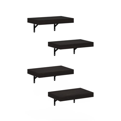 Furinno Tanna Wall Mounted Floating Display Shelves, Tobacco Oak, Set of 4