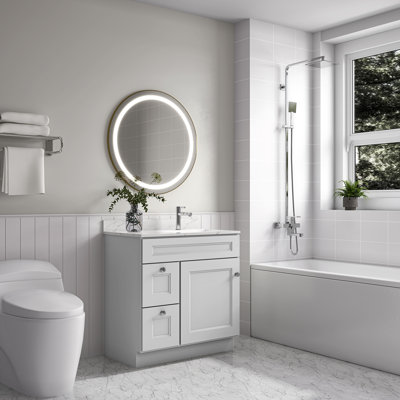 Ready-to-Assemble Solid Wood Shaker 30" Bathroom Vanity Base Cabinet Only – Countertop Not Included