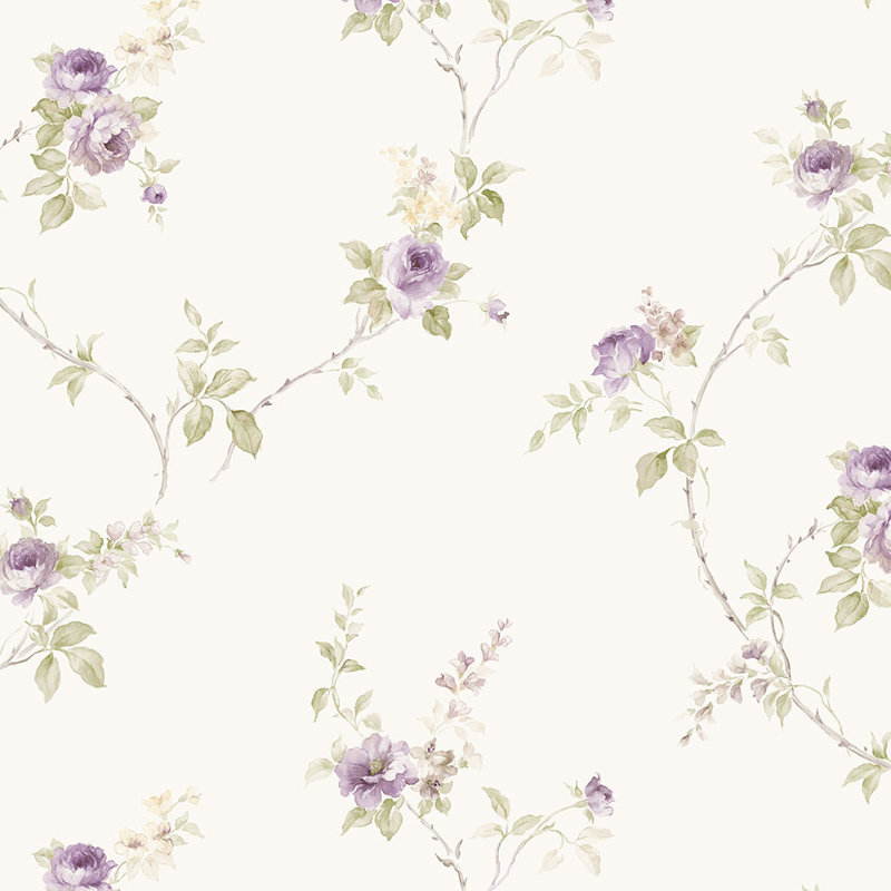 Rouleau de papier peint L 32,7 pi x l 20,5 po Ocala, Beige / Mauve / Jaune