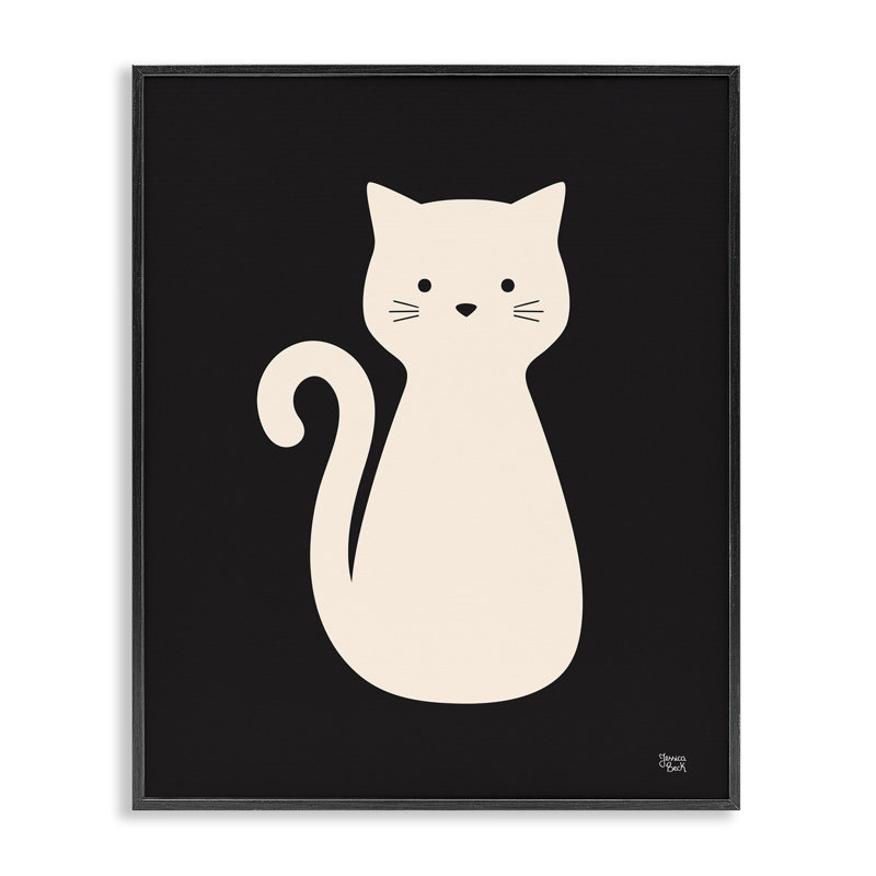 «Feline Grace», chat blanc, estampe numérique par Jessica Beck, Giclée encadrée noir minuit, H 30 po x l 24 po