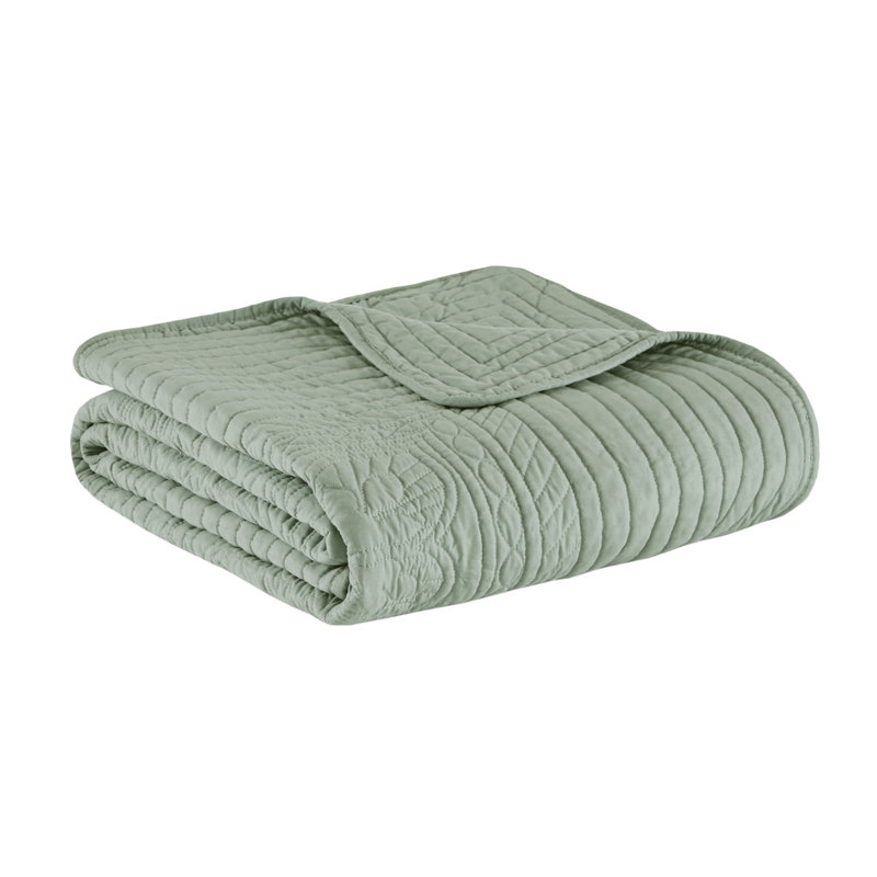 Jeté matelassé surdimensionné avec bords festonnés 60 po x 72 po, Écume de mer, écume de mer
