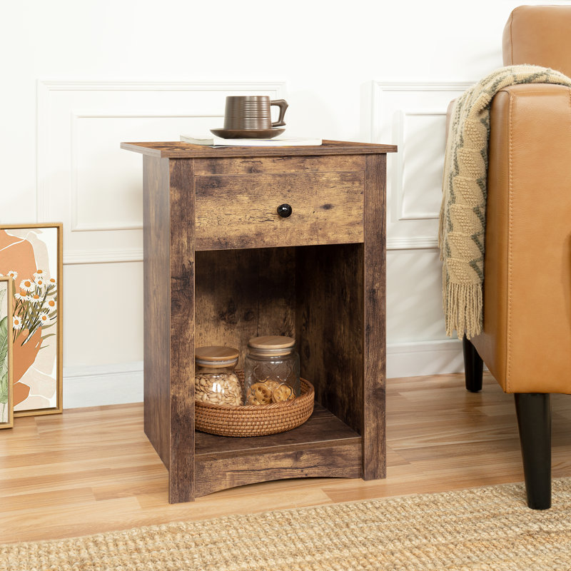 Table de chevet en bois Kayla, Brun rustique
