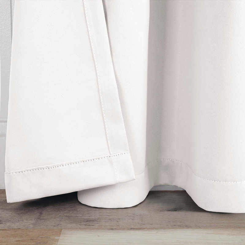Bertrand Solid Modern Room Darkening Curtain Panel, Snow White, 52" W x 96" L