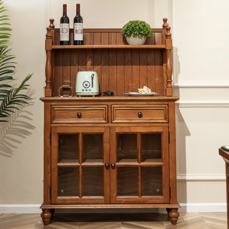 Buffet cerisier massif et bois manufacturé, 57.87" H x 31.1" W x 15.35" D