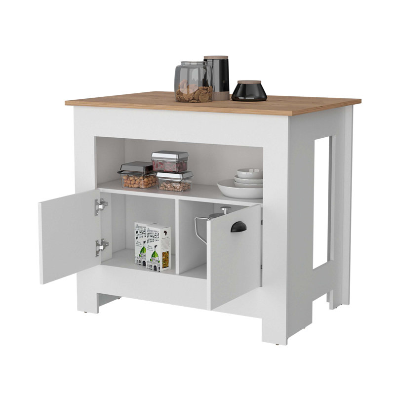 Kardel Wood Kitchen Island, White