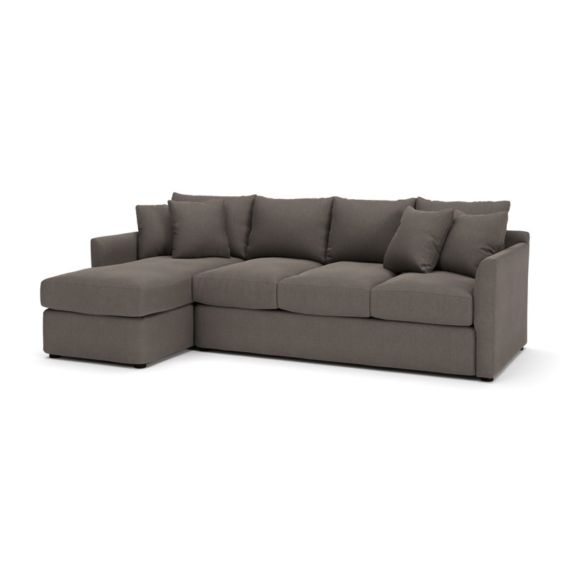 Cecelia Upholstered Sectional, Left Hand Facing, Drusky Charcoal Sustain® Basketweave