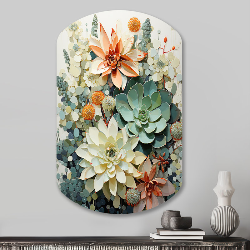 Higden - Succulent Cylinder Shape Metal Wall Decor, 31" H x 19" W