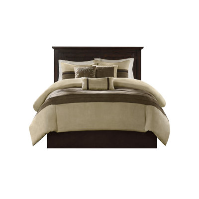 Ensemble d'édredon en faux suède 7 pièces - très grand lit californien naturel avec coussins décoratifs, ensemble de literie hypoallergénique doux