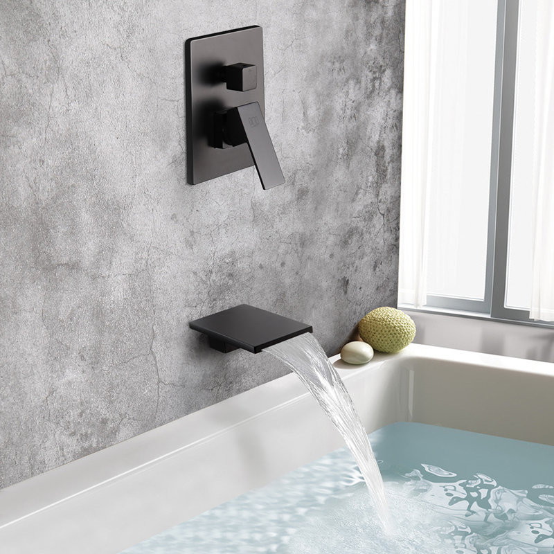 Système de douche complet avec valve brute, Noir mat