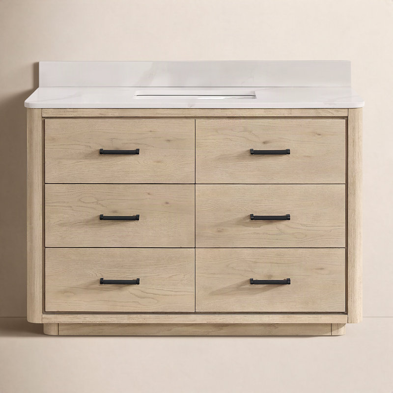 Ensemble de meuble-lavabo simple 48 po Porto, Chêne naturel, Noir mat
