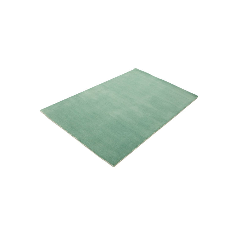 Solid Colour Wool Hand Woven Area Rug, Rectangle 80 x 150cm, Turquoise