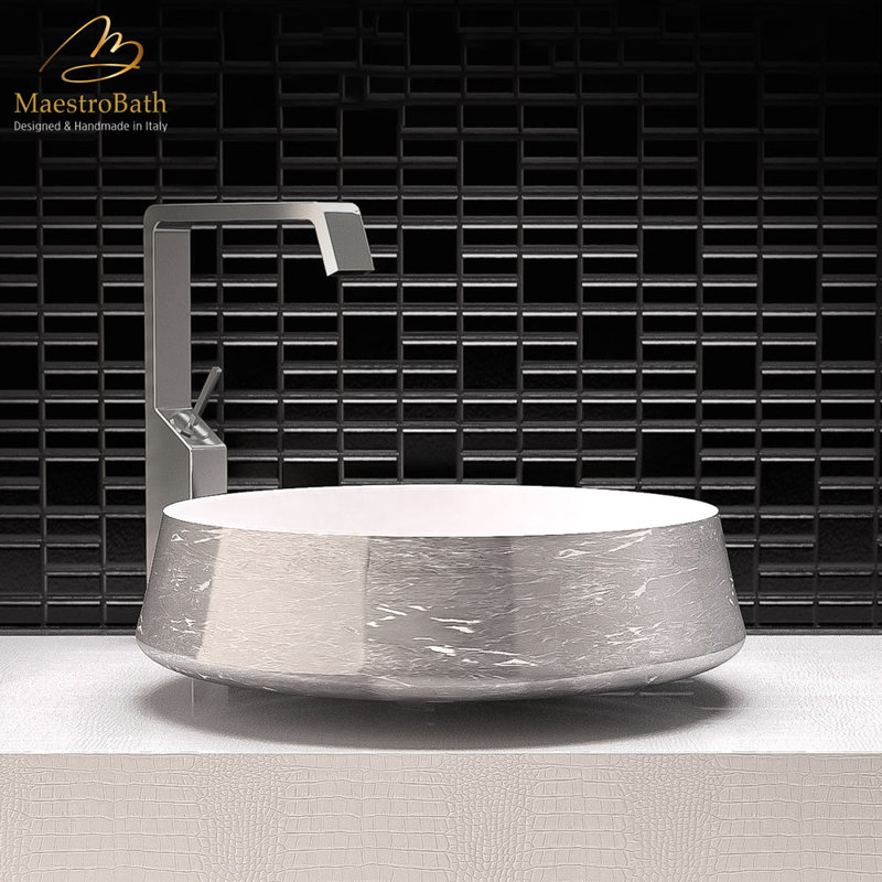 Exte 16.5'' L Bathroom Sink, White-Silver