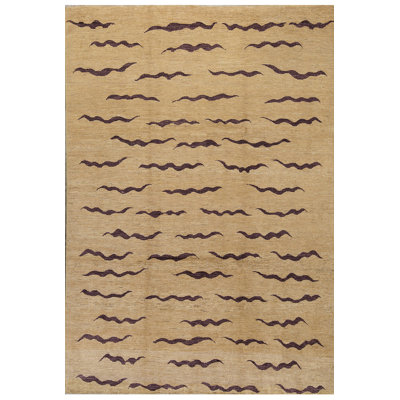 Hand-Knotted High-Quality Beige and Rust Area Rug