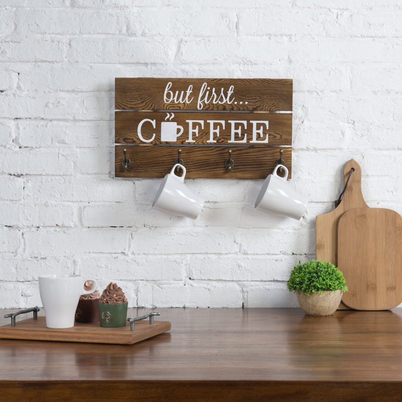 Décoration murale But But First Coffee, Brun foncé