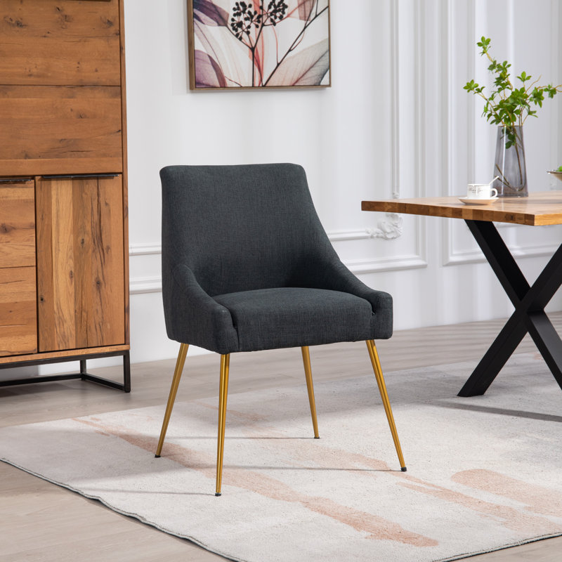 Ataie 47cm H Fabric Upholstered Parsons Chair, Black
