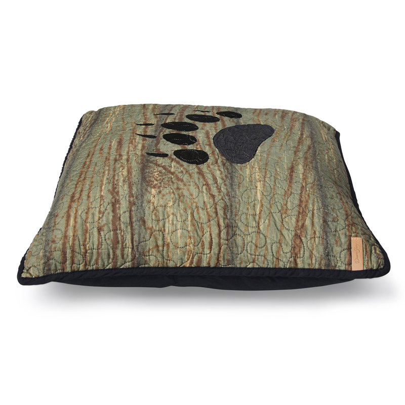 Bear Paw Embroidered Cotton Square Throw Pillow