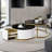 Modern Round Nesting Coffee Table Set with Drawer–Fluted Design-1601665684