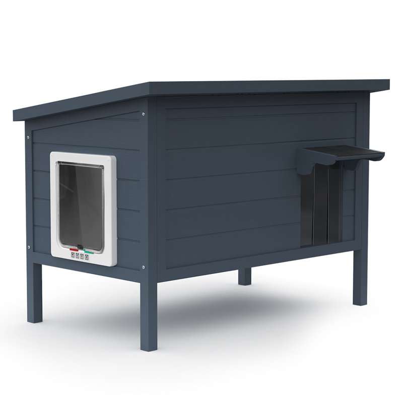Maison d'extérieur pour chat, abri isolé avec conception surélevée, abri résistant aux intempéries avec deux portes d'entrée / sortie