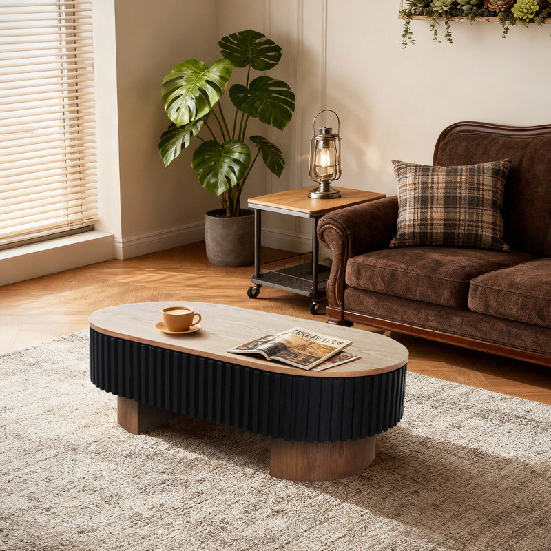 Table basse ovale 43,7 po Dawn, Brun / Noir