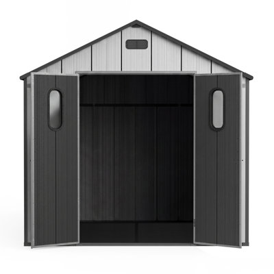 Spacious 8 x 8 Ft Resin Sheds with Storage, Steel Frame, Modern Backyard Shed