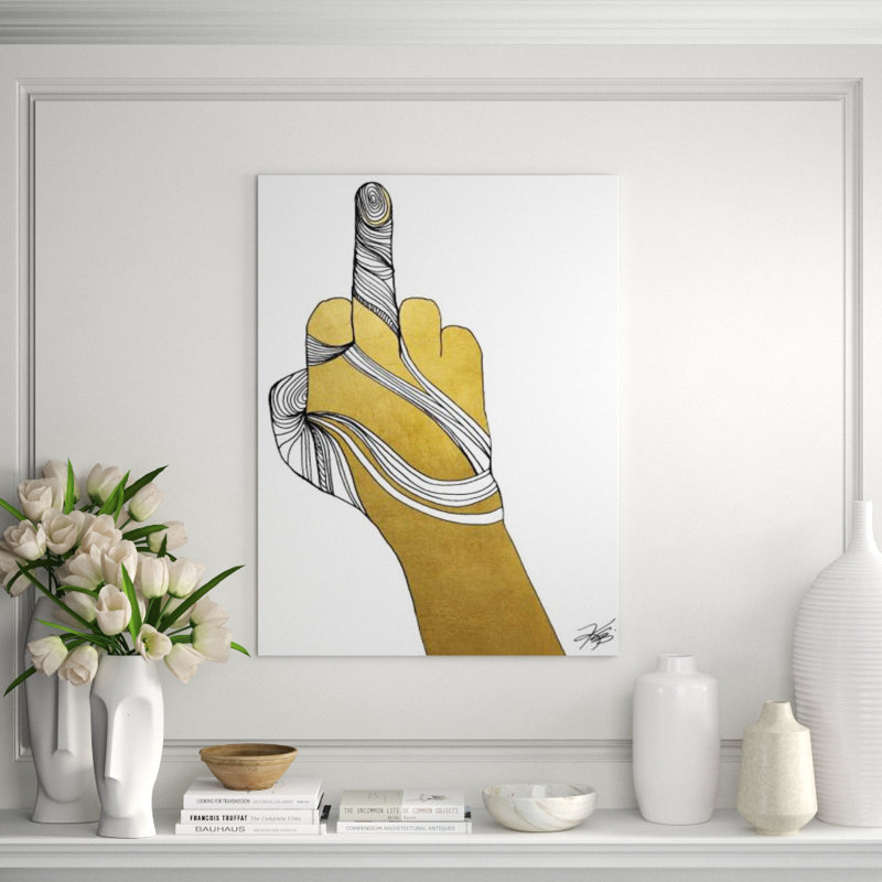 «Sign Langage» par Kelli Ellis - impression, Or doré, H 32 po x l 24 po x P 1,5 po