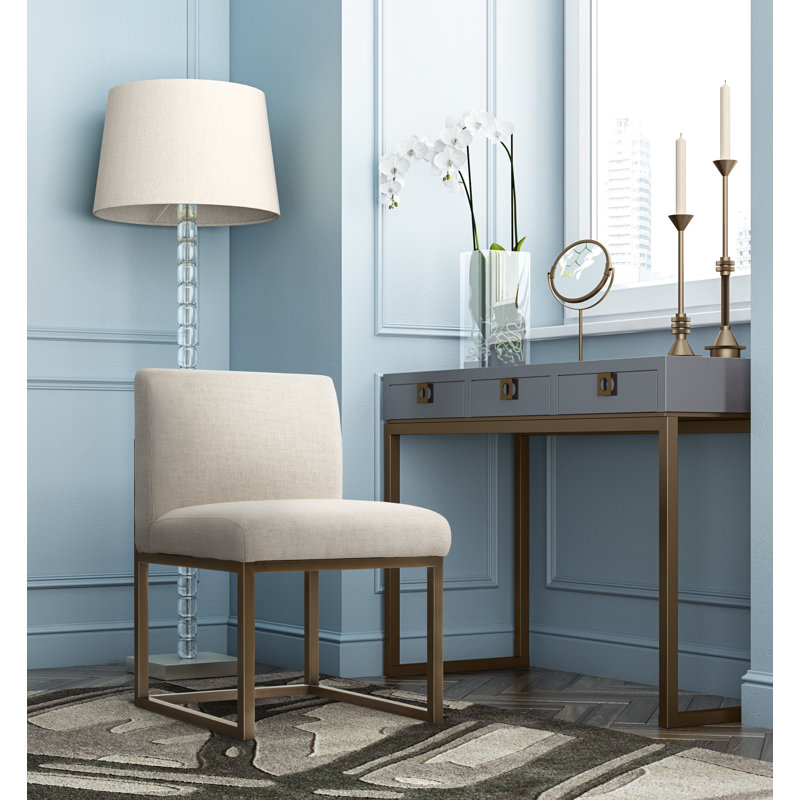 Haute 50.8cm H Linen Upholstered Side Chair in Beige