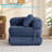 Single Folding Sofa Bed,Corduroy Convertible Sleeper Chair with Lumbar Pillow, Portable Floor Lounge Lazy Sofa, Dark Blue-106686763