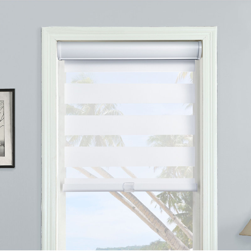 Store à enroulement automatique transparent sans cordon, Blanc, l 32 po x L 72 po