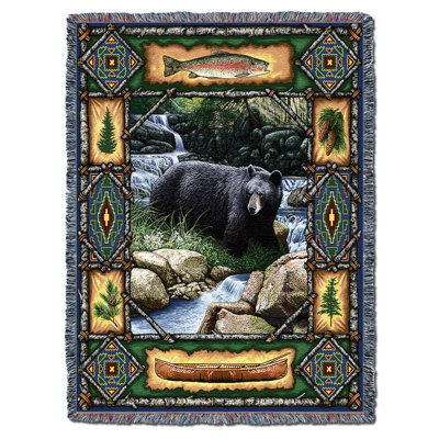 Couverture Pure Country Weavers Bear Lodge - jeté en coton tissé à partir de coton - fabriqué aux États-Unis