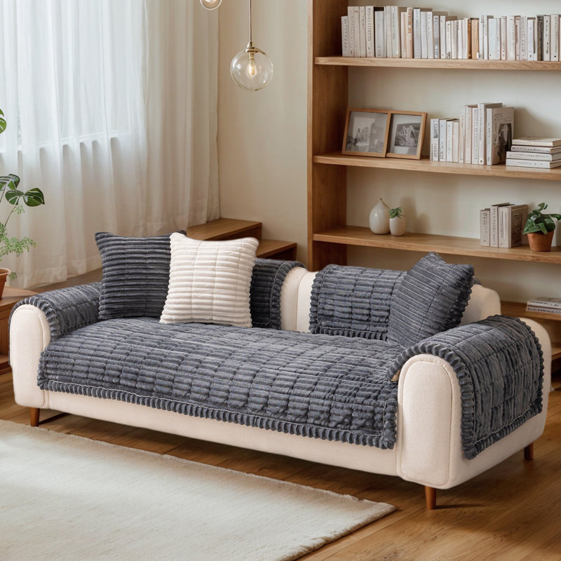 Pet-Friendly Shaggy Sofa Cover - Thick Plush Furniture Protector For Living Room, Tatami, Bay Window, Or Headboard Use