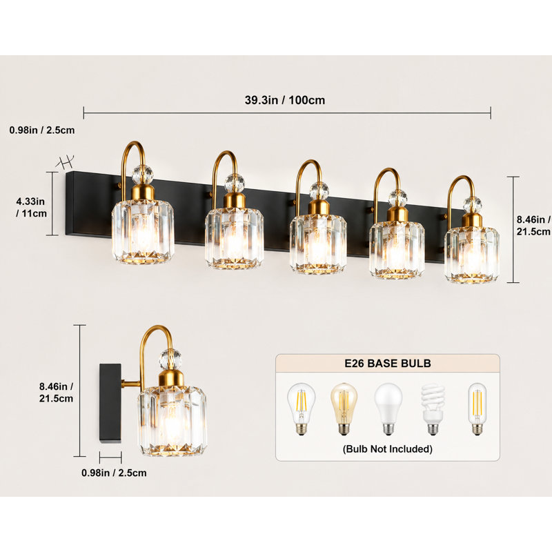 LED Bathroom Vanity Lights 5-Lights Crystal Vanity Lights