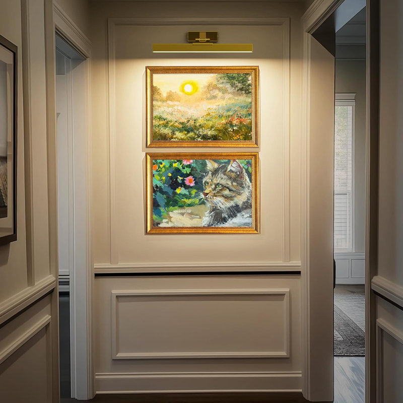 1 - Light Battery Operated Dimmable LED Wall Mounted Picture Light with Remote, Gold, 10.2cm H x 40.6cm W x 18.8cm D