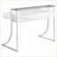 Bureaux, bureau d'écriture moderne avec 2 tiroirs Huche en verre | Blanc brillant | Bois aggloméré + métal
