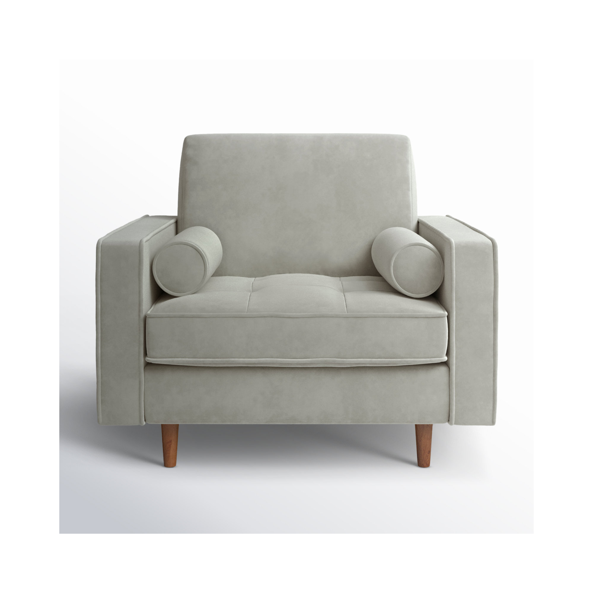 Geo Upholstered Armchair, Bella Platinum Performance Velvet