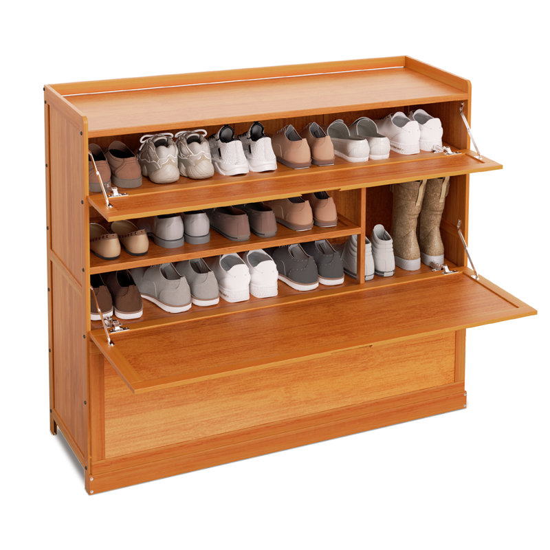 5-Tier Bamboo Shoe Cabinet With Doors – 34 Pairs Capacity Storage Rack