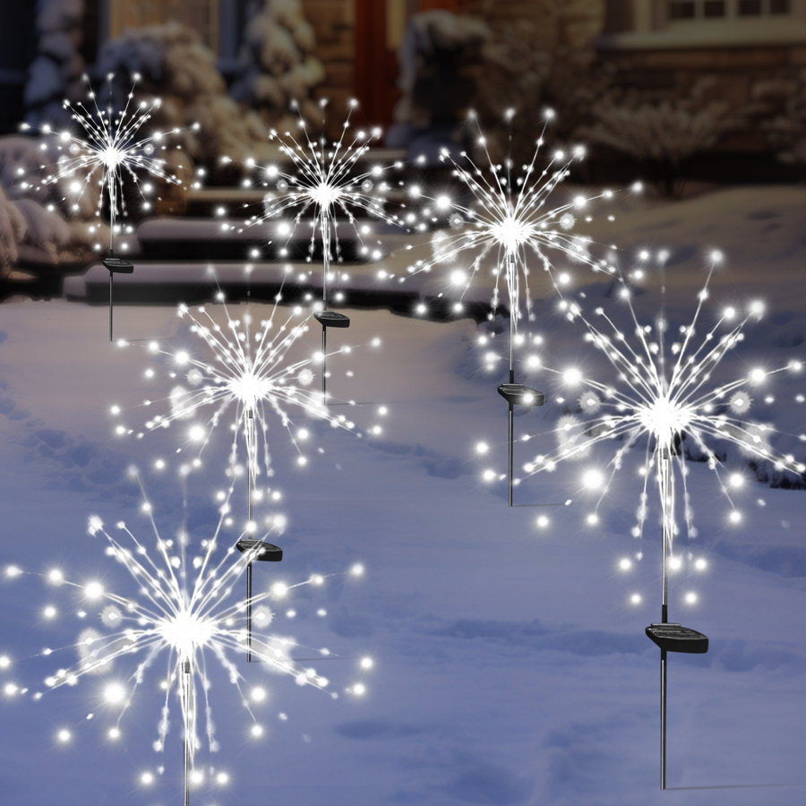 Solar Powered Integrated LED Firework Light Christmas Decorations Outdoor Garden Waterproof Lights