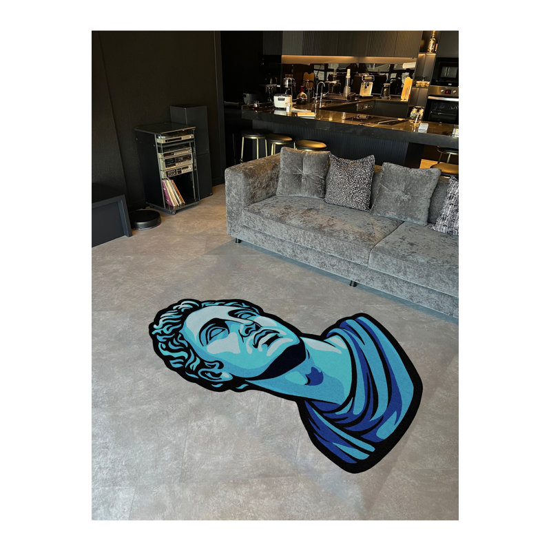 Tapis bleu Mosso, 4'11" x 4'11"
