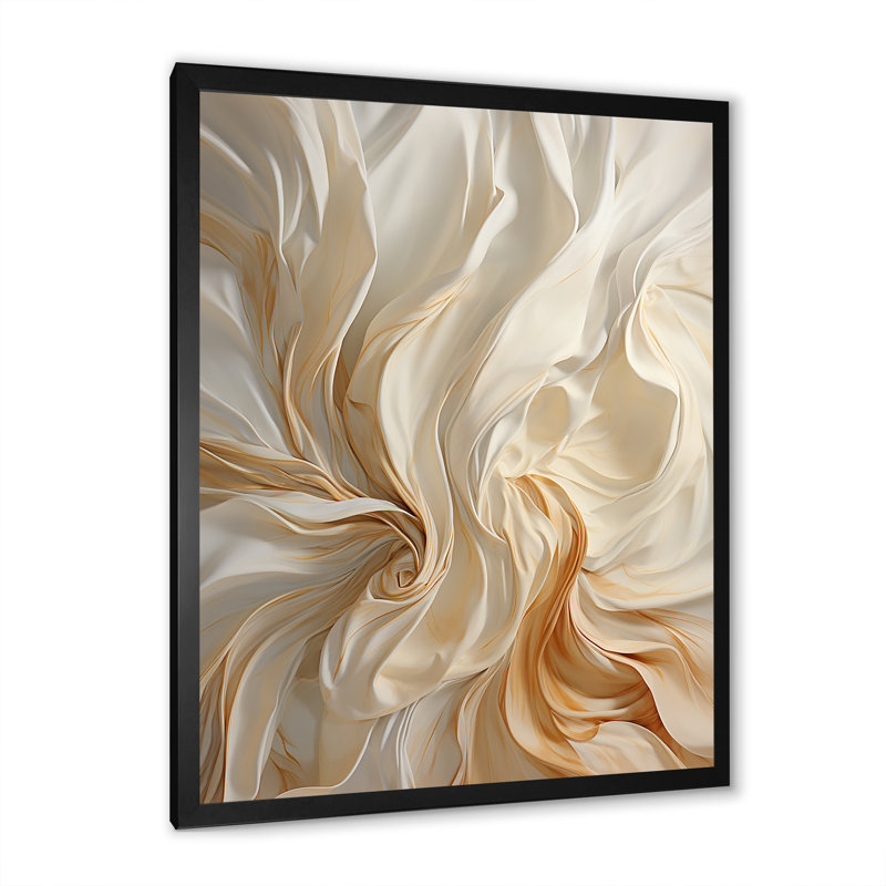 Blanc et champagne Flow IV - Champagne, art mural, Cadre photo noir, H 20 po x l 12 po x P 1 po