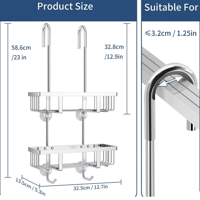 Over-the-Door Stainless Steel Shower Caddy