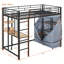 Lit mezzanine en métal avec bureau, tablettes, prise de courant, lumière DEL et garde-robe-411726410-411726413