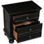 Transitional Bedroom Side Table In Black, 2 Drawers, Hidden Storage Space, Antique , Bearing Glides Nightstand For Storage, Regular Felt-Lined Tray
