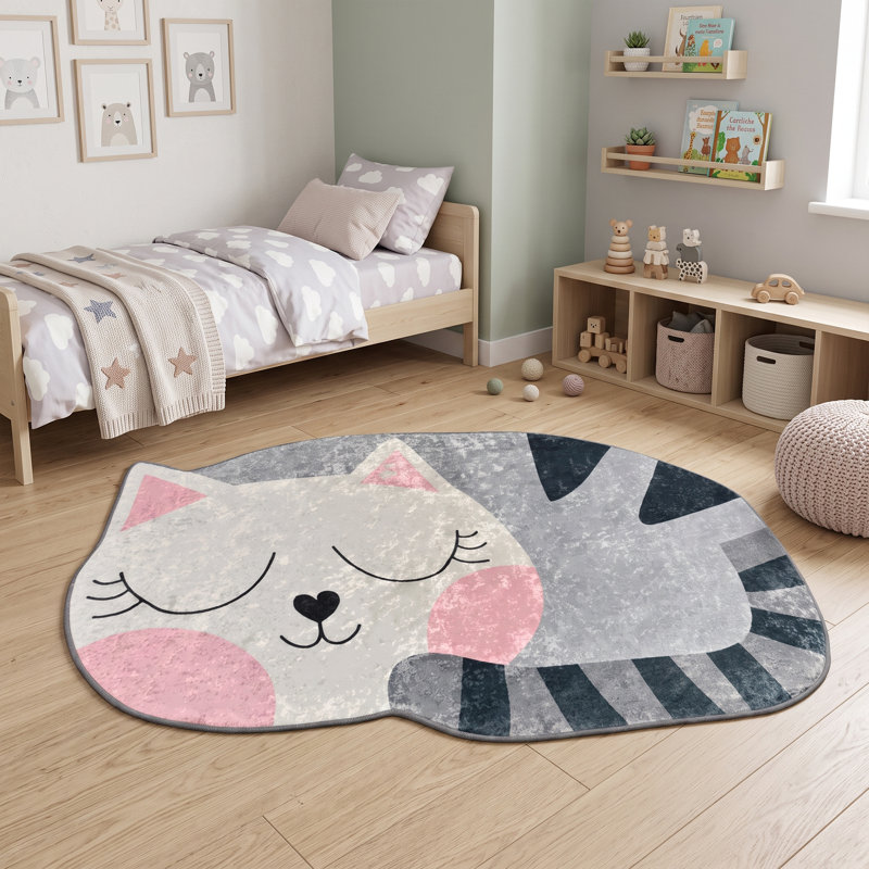 Tapis d'appoint Cuddle Cat, motif de chaton endormi fantaisiste, antidérapant et lavable à la machine, L 63 po x l 39,4 po